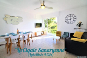 La Cigale Sanaryenne classé 4 étoiles face à un jardin méditerraneen